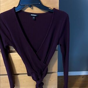 Express Women's Deep Purple Wrap sweater